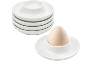 LPEPLL Set de 4 Coquetiers en Porcelaine avec Soucoupe, Coquetiers Stables pour Œufs Durs, Compatibles Lave-Vaisselle, Élégants Accessoires de Table pour Petit-Déjeuner et Brunch