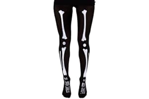 I LOVE FANCY DRESS LADIES SKELETON TIGHTS HALLOWEEN FANCY DRESS ACCESSORY HORROR FASHION BLACK WHITE STANDARD SIZE