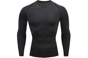 Smatstyle Maglietta Compressione Rete Traspirante Uomo Traspirante da Asciugatura Rapida Maglia Termica Manica Lunga per Allenamento Palestra Corsa