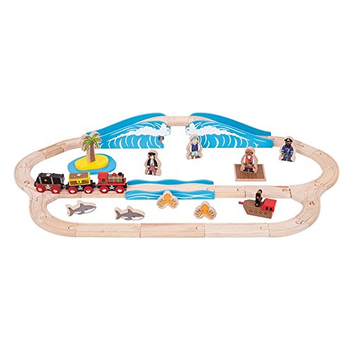 Bigjigs Rail Wooden Pirate Train Set - 42 Play Pieces