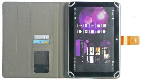 Emartbuy® Schwarz Eingabestift + Universalbereich ( 8 – 9 Zoll ) Orange PU Leder Multi Winkel Folio Executive Case Cover Wallet Hülle Schutzhülle mit Kartensteckplätze Geeignet für Gigaset QV830 8 Zoll Tablet - 4
