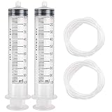 Gebildet 2PCS 100ml Plastique Seringue avec 1.5m Tube, en Plastique Réutilisable Seringue a Huile Seringue D'alimentation pour Vider les Bocaux de Liquide de Frein, D'huile Moteur