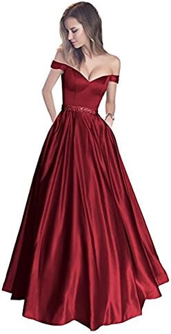 Baijinbai Women's A-Line Long Evening Prom Dreses Evening Dresses Prom Gowns Burgundy UK14