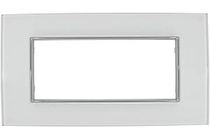 PUNTOLUCELED Placca in vetro bianco compatibile con Bticino Axolute – 3/4/6 moduli – copripresa da incasso per cassette 503/504/506/507 (6 POSTI)