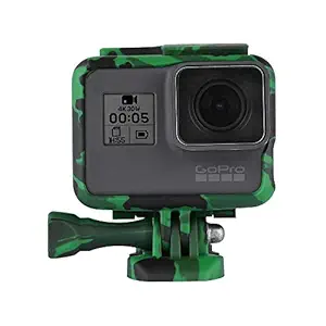 Action Pro Camouflage Protective Frame Mount Housing Camera Border with Quick Release Buckle and Screw Compatible with GoPro Hero 7 6 Hero 5 Accessory (Green)