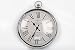 Produktbild Kensington Bahnhofsuhr, Wanduhr, rund, 42 cm groß, silber, mit römischen Ziffern, Taschenuhr