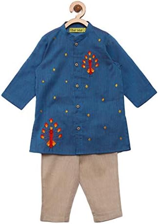Baby Boy Blue Peacock Kurta Set