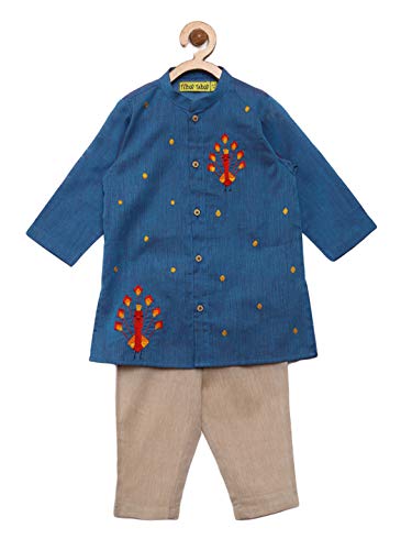 Baby Boy Blue Peacock Kurta Set