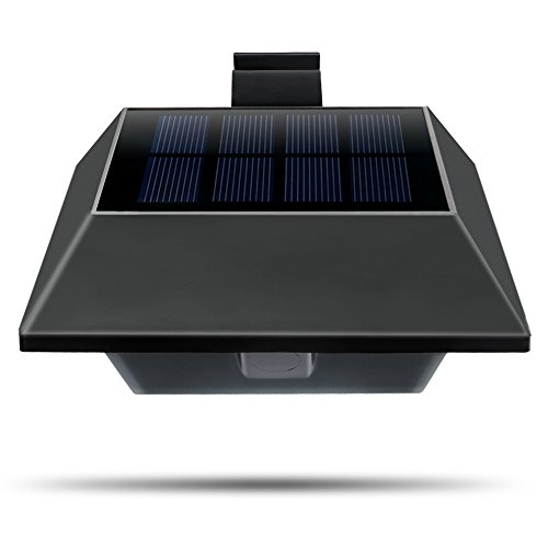 Uniquefire Schwarz Solarlampe 6 LEDs Dachrinnen Außenlampe Leuchte Wandlampe Solar für Garten, Terrasse, Fahrtweg, Höfe, Traufen (8 STK.) - 5