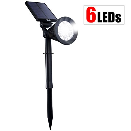 Vorally LED Solarleuchte mit Bewegungsmelder, 6leds Solar Spotlight Wasserdicht solar Gartenleuchten, Solar Außenleuchte, solarleuchten für Garten, Garten Deko, Garage usw. (Weiß)