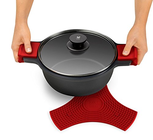 BRA Safe – Pack von 2 Mehrzweck-Untersetzer aus Silikon, Rot - 2