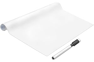 AMIGO Pellicola per Lavagna Bianca Cancellabile a Secco, Rotolo di Lavagna Bianca Autoadesiva, Vinile Murale Riutilizzabile e Rimovibile per Ufficio, Aula, Casa, Ecc 120x200cm