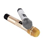 UHF-Funkmikrofon-Set-LESHP-Tragbar-wireless-Mikrofon-mit-2-x-Metall-Handmikrofon-goldenSilber-fr-Kareoke-KTV-Schallquelle-Aufnahme-und-Verstrkung-Konzerte-Konferenz-Musical-Oper-Schule-Partei-usw
