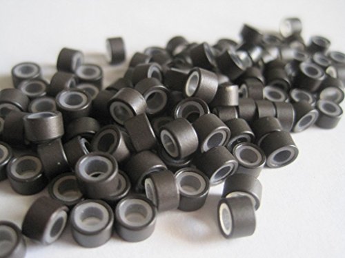 SODIAL(R) 500 PCS 5mm Dark Brown Silicone Lined Micro Links Rings Beads for Installation for Feather and Hair Extensions