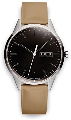 Mens C40 Watch in Polished Steel with Tan Nitrile Rubber Strap