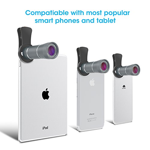 12X HD Teleobiettivo Smartphone, Maxcio Teleobiettivo Mobile per Migliorare la Chiarezza e Il Doppio Obiettivo, Obiettivo Clip per iPhone 8/8 Plus, 7/7 Plus, 6 / 6s Plus, iPad, Samsung S8 / S7, Xiaomi, Huawei ecc