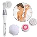 Produktbild Brush Badebürste Elektrische Körperbürste Spin Shower Gesichts Und Körperreinigungsbürsten Kit Mit Langem Griff Und 4 Anbaugeräten Exfoliator Für Frau Und Mann Wenaqin,Gray