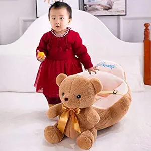 Kids Wonders Velvet Sofa Chair for Kids with Belt Animal Face | Comfortable Soft Cushion Sofa Seat (Teddy)