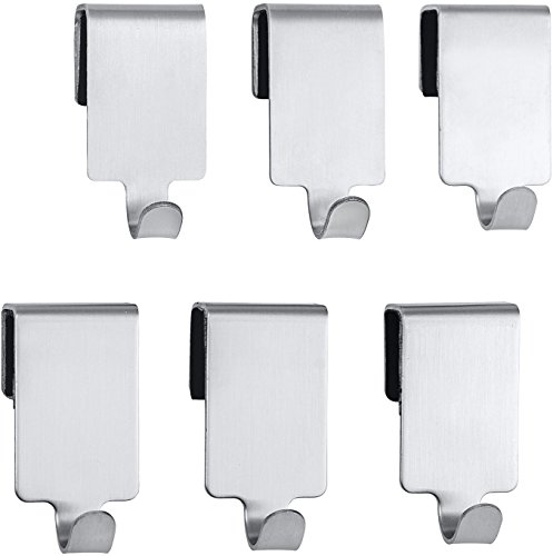 Wenko 54810100 Haken Premium 6er Set, Küchen-Haken für Reling, Edelstahl rostfrei, silber matt, 2.5 x 2 x 4 cm