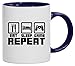Produktbild Geek Nerd Gamer bedruckte 2-farbige Kaffeetasse Bürotasse mit Spruch Motiv Eat Sleep Game Repeat, Größe: onesize,weiß/blau