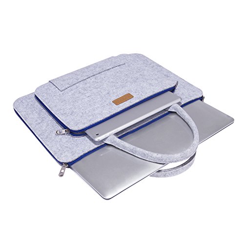 Ropch 17,3 Zoll Notebooktasche Filz Laptop Tasche 17 Zoll Hülle Sleeve Schutzhülle für Acer / Asus / Dell / HP / Lenovo – Grau & Blau - 3
