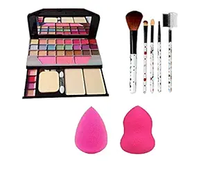 ClubBeauty 6155 Makeup kit + 5 Pieces Makeup Brush + 2 Pieces Blender Puff Combo