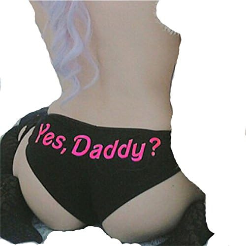 SHENGYANG Yes Daddy New Women Ladies Thongs G-String Panties Briefs Lingerie Underwear (Black)