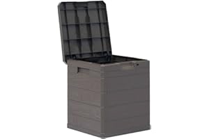 Higsose Baule Giardino Esterno 42,5x44x50 cm Impermeabile in Plastica - Cassone, Cassapanca, Panca, Contenitore, Cassa Per Esterno - Marrone