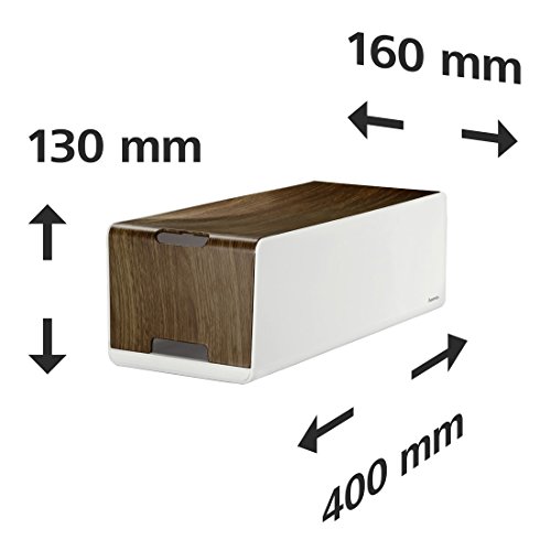Hama Kabelbox Woodstyle Maxi in Holzoptik, 40 x 16 x 13 cm (B x T x H), mit Kabelclips und GummifÃ¼ÃŸen, WeiÃŸ