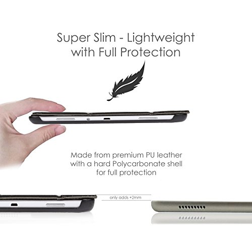 Forefront Cases® Neue Leder Hülle / Tasche / Case / Cover für Samsung Galaxy Tab A 9.7 SM-T550 (Mai 2015) – Rundum-Geräteschutz und intelligente Auto-Sleep-Wake-Funktion mit 3-JAHRES-GARANTIE VON FOREFRONT CASES – inkl. Eingabestift - 6