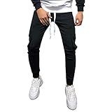 Yazidan Männer Spleißen Overalls Casual Pocket Sporthosen Work Casual Hosen Jogginghose Herren lang | Trainingshose Baumwolle | Sporthose mit Bündchen | Enger Beinabschluss |