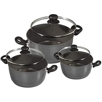 STONELINE Kochtopf-Set, 6-teilig, mit Glasdeckeln