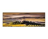 Echter Keilrahmen Paul Sinus Art Panoramabild auf Leinwand und Keilrahmen 150x50cm Italien Toskana Landschaft Weinberge