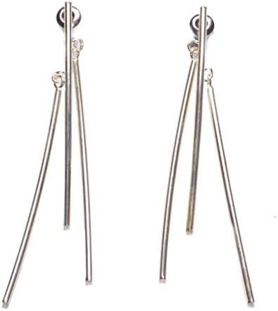 VASILISA 3 CURVED BAR SILVER DANGLE EARRINGS (ZX54)