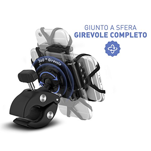 VicTsing Supporto Bici Porta Cellulare Bici, Porta Cellulare Moto Supporto Manubrio Universale Rotabile a 360 Gradi per iPhone 8/8Plus/7/7Plus/6/6s, Galaxy S8/S8 Plus/S7 e altri 3.5-5.8 Pollici, Nero