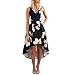 Produktbild Lilien-Drucken kleider  Loveso Damen Kleid Abendkleid Ärmellos Cocktailkleid Blumendruck Skaterkleid Knielang Elegant Festlich Asymmetrisches Partykleid (Blau, M)