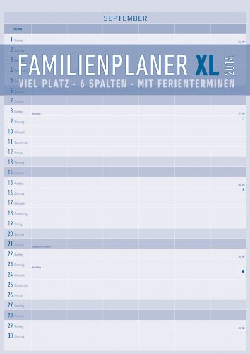 Familienplaner XL A3 mit 6 Spalten 2014