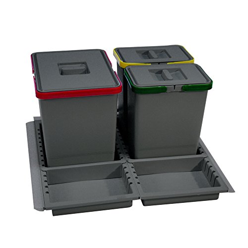 ELLETIPI Metropolis ptc28 06050 4 F C10 PPV Papelera Reciclaje de cajón, Gris, 51 x 46 x 28 cm