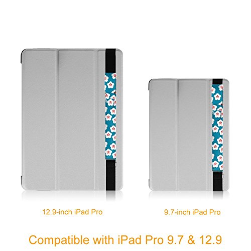 Fintie Apple Pencil Halter – Premium Kunstleder Hülle mit USB-Adapter-Tasche, kompatibel mit iPad Pro 9,7, iPad Pro 10.5 & iPad Pro 12.9 Schutzhüllen, Fleur bleu - 6