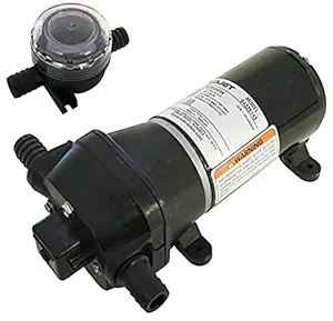 FloJet 04325143L Heavy Duty Automatic Deck Washdown Pump with Nozzle, 4.5 GPM, 40 PSI, 12 Volt, 6 Amp,Black