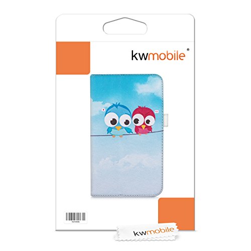 kwmobile Hülle für Huawei MediaPad T1 7.0 / Honor Play Tablet T1 – Tabletcover Slim Case Tablet Schutzhülle – Smart Cover Tabletcase Vögel Comic Design Blau Rot Hellblau - 7