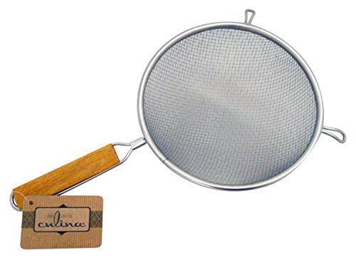 Culina 20cm Doppel-Netz Küchensieb, Edelstahl, Holzgriff