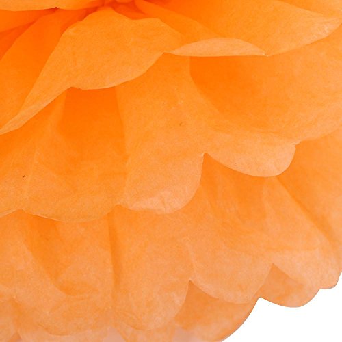 Yahee 30 Stück Papier Pompom Pompons Hängedeko Papierblumen Papier Ball für Hochzeit Geburtstag Babytaufe Fest (Orange) - 5