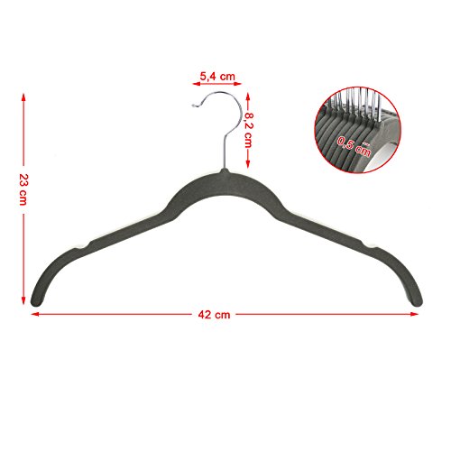 Songmics 20 Stück Samt Kleiderbügel mit rutschfeste Oberfläche dünn, für Kleid/Damen/Strap Tops, Grau CRF20F - 7