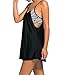 Produktbild LETSDO New Fließende Layered Swimdress Tankini Top 1pc (XXXL Größe Kann Nur die Größentabelle Folgen), Schwarz)