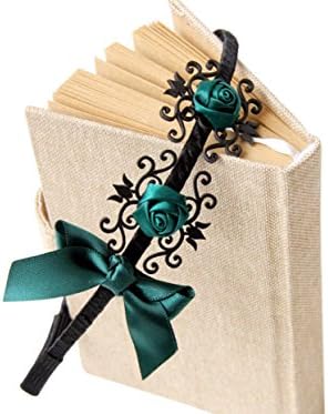 Gothic / Medieval Dark Green Hairband / Hair Accessories With Ribbon Roses - Gift Pouch / Box