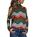 Produktbild ESAILQ Frauen kalte Schulter Bluse geometrischen Blumendruck Jumper Damen Top(Small,Armeegrün)