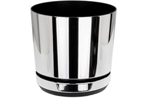 KORAD Mirror flower indoor plant pot with saucer plastic gloss modern decorative planter with drainage holes (26 cm - 10.2 inch)