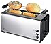 Produktbild Toaster Langschlitz | 4 Scheiben Toastautomat | XXL Toaster | 1300 Watt | 5-Stufen Bräuneregler | Brötchenaufsatz | Auftau-Funktion | Krümmelschublade | Edelstahl |