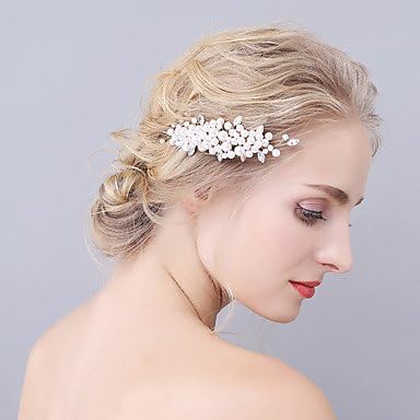 MJW&amp;W Handmade Women's Rhinestone / Imitation Pearl Headpiece-Wedding / Special Occasion Hair Combs 1 Piece , white